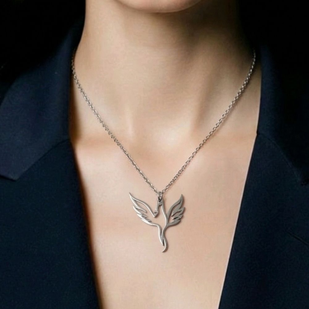 Silver Phoenix Necklace Rebirth Gift Firebird Pendant Dainty Chain Symbolic Vibe